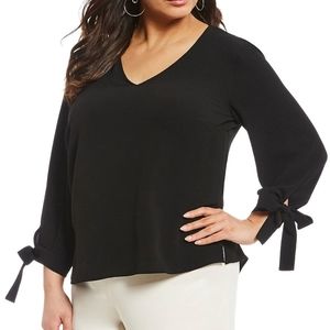 CeCe Bailey Tie Sleeve Top Blouse Shirt Womens XL 14 16